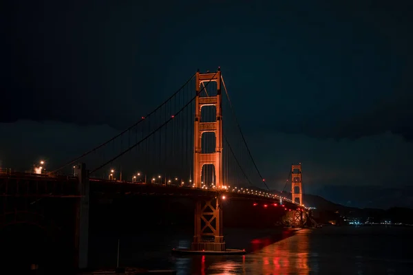 Beroemde Golden Gate Bridge San Francisco Nachts Usa Het Mooie — Stockfoto