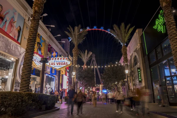 Vue Nuit Strip Dans Centre Las Vegas Roue Observation High — Photo