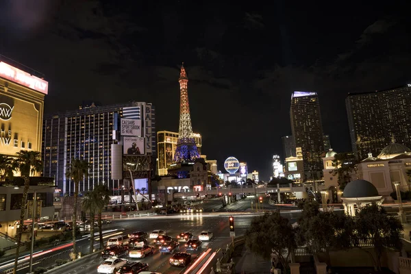 Widok Nocny Strip Centrum Las Vegas Nocne Życie Centrum Miasta — Zdjęcie stockowe