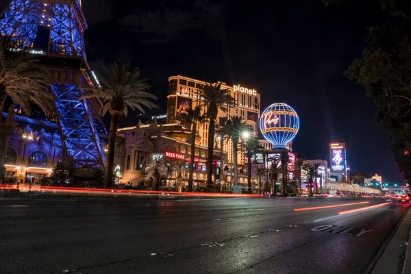 Nachtzicht Strip Het Centrum Van Las Vegas Het Nachtleven Het — Stockfoto