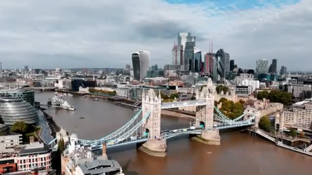 Iconische Tower Bridge Tussen Londen Southwark Aan Theems Uitzicht Vanuit — Stockvideo