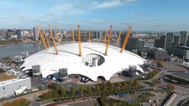 Widok Lotu Ptaka Kultowy Koncert Hall Arena Półwyspie Północnozielonym Londynie — Wideo stockowe