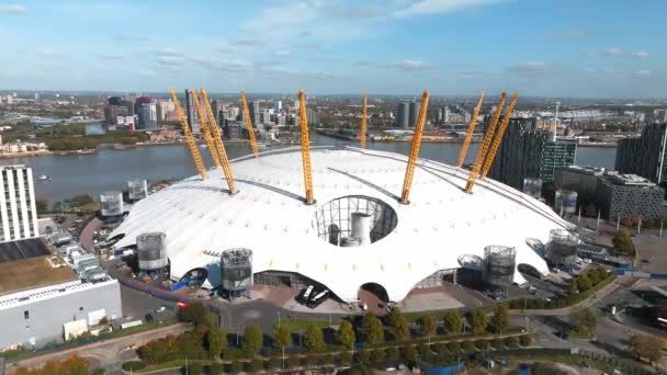 Letecký Pohled Ptačí Perspektivy Ikonický Koncert Hall Arena Severním Greenwich — Stock video
