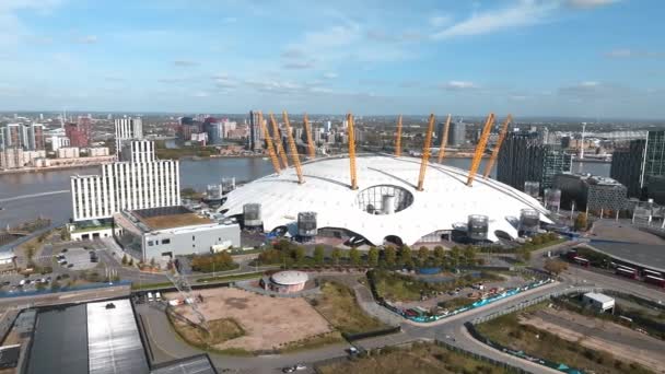 Letecký Pohled Ptačí Perspektivy Ikonický Koncert Hall Arena Severním Greenwich — Stock video