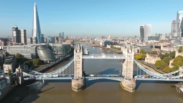 Iconische Tower Bridge Tussen Londen Southwark Aan Theems Uitzicht Vanuit — Stockvideo
