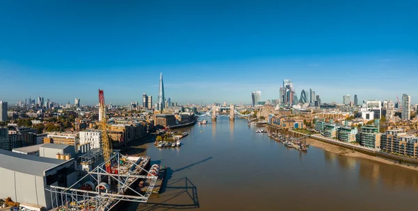 Aerial Panoramic Cityscape View London River Thames England Egyesült Királyság — Stock Fotó