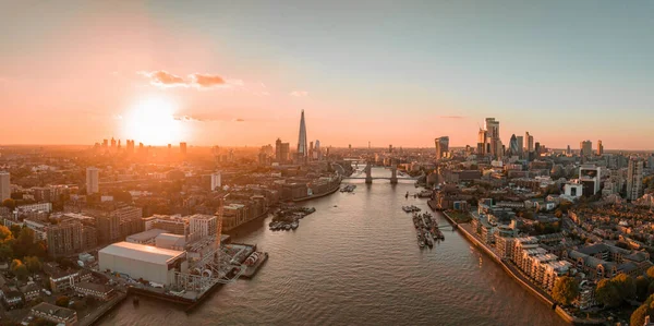 Vista Aérea London Tower Bridge Pôr Sol Pôr Sol Com — Fotografia de Stock