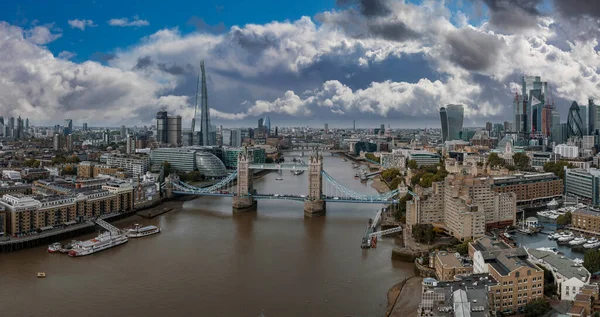 Flygfoto Över Tower Bridge Centrala London Från Themsens Södra Strand — Stockfoto