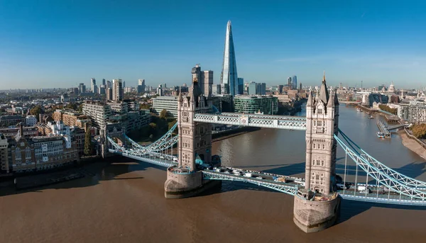 Panoramisch Uitzicht Vanuit Lucht Londen Theems Engeland Verenigd Koninkrijk Iconische — Stockfoto