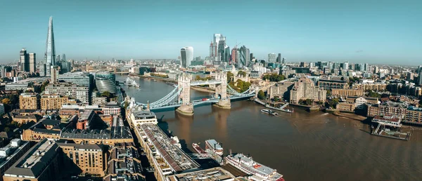 Aerial Panoramic Cityscape View London River Thames England Egyesült Királyság — Stock Fotó