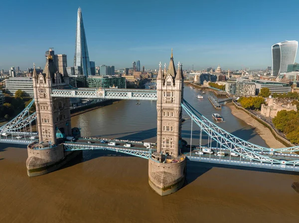 Panoramisch Uitzicht Vanuit Lucht Londen Theems Engeland Verenigd Koninkrijk Iconische — Stockfoto