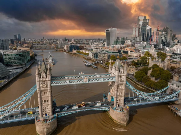 Повітряний Вид Міст Тауера Центральний Лондон Південного Берега Темзи Іконічний — стокове фото