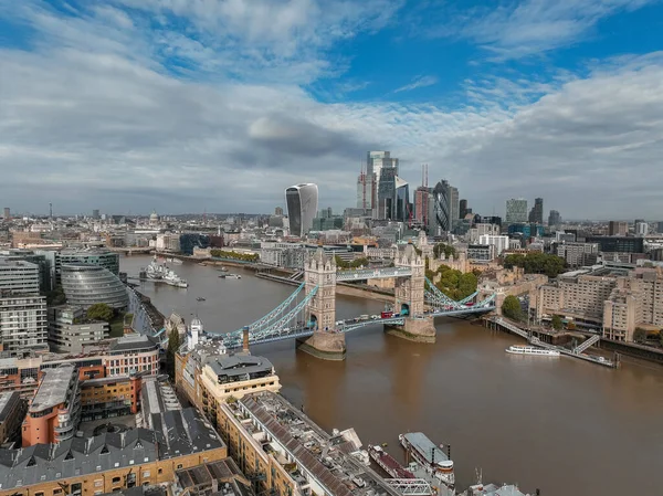Aerial View Tower Bridge Central London South Bank Thames Iconic — Stock Photo, Image