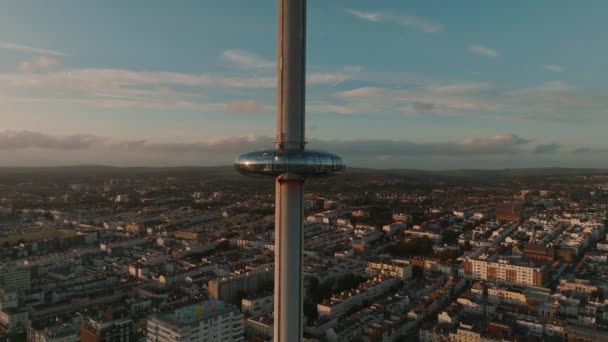 Magische Zonsondergang Luchtfoto Video Van British Airways I360 Kijktoren Pod — Stockvideo