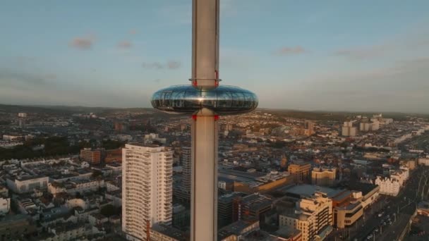 Μαγικό Ηλιοβασίλεμα Εναέρια Βίντεο Της British Airways I360 Προβολή Πύργου — Αρχείο Βίντεο
