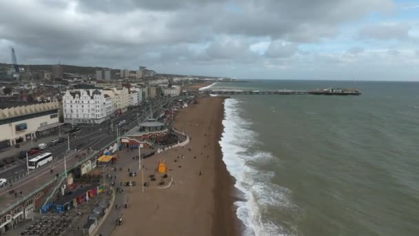 Belle Plage Brighton Vidéo Coucher Soleil Magique Temps Orageux Brighton — Video