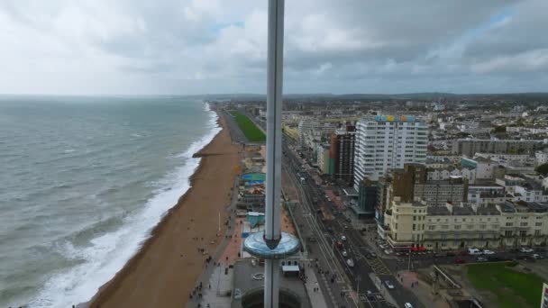 Luchtfoto Van Brighton Brighton Waterfront Royal Pavilion Verenigd Koninkrijk — Stockvideo