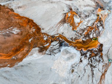 Sıcak su ve buharlı güzel gayzerler. Birleşik Devletler 'in Wyoming eyaletindeki Yellowstone Ulusal Parkı' nın Yukarı Gayzer Havzasında termofilik bakteri havuzları var..