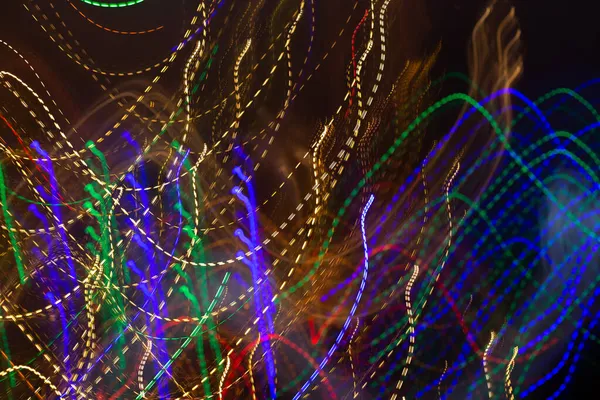 Abstrakter Hintergrund Der Weihnachtsbeleuchtung Mit Langzeitbelichtung — Stockfoto