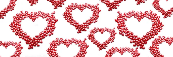Día San Valentín Aislado Fondo Blanco Con Corazones Caramelos Rojos —  Fotos de Stock