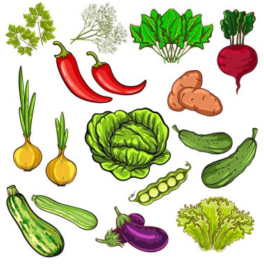 Sebzeleri beyaz arkaplanda izole et.