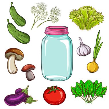 Beyaz arka planda izole edilmiş konserve sebzeler.