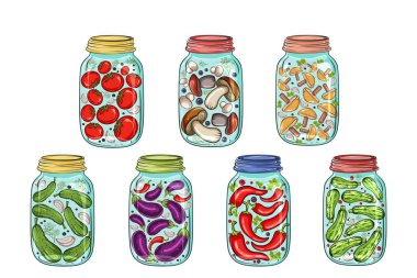 Beyaz arka planda izole edilmiş kış sebzeleri için konserve