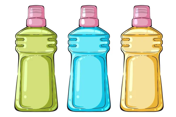 Bouteilles Plastique Multicolores Isolées Sur Fond Blanc — Photo