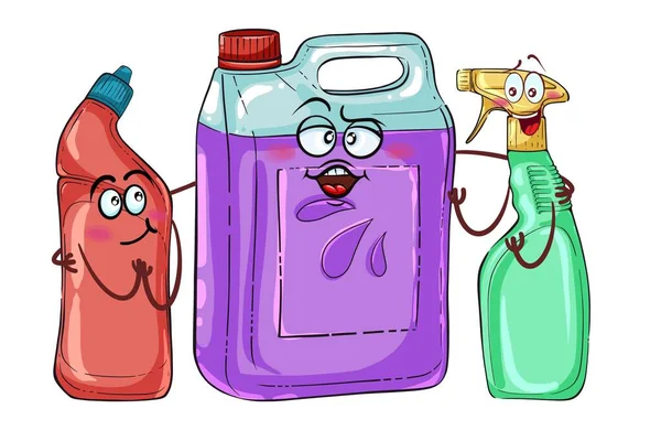 Flaskor med rengöringsmedel Känslor — Stockfoto