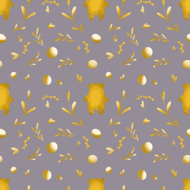 Dalları olan kusursuz altın ayıcık deseni.