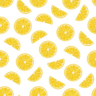 Seamless pattern of half lemons and slices