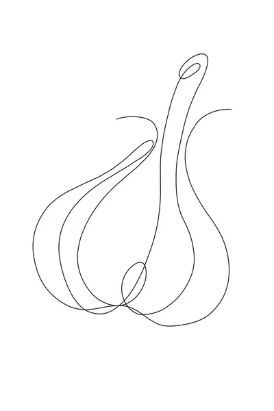 Continuous Single Line Black Outline Drawing Abstraction Garlic — Stock Photo, Image