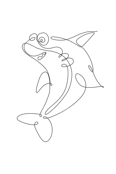 Illustrazione di un contorno nero di uno squalo continuo — Foto Stock