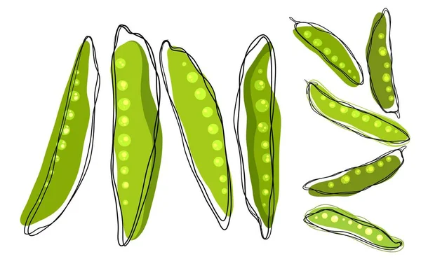 白い背景に隔離されたエンドウ豆と緑のエンドウ豆 — ストック写真