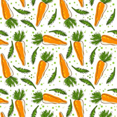 Turuncu havuç ve yaprakların kusursuz deseni.