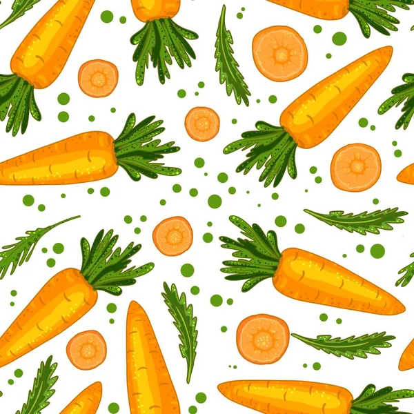 Modello di carota senza cuciture con fette e foglie — Foto Stock