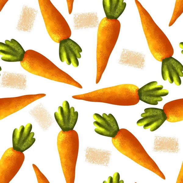 Modello di carota strutturata senza cuciture con foglie verdi — Foto Stock
