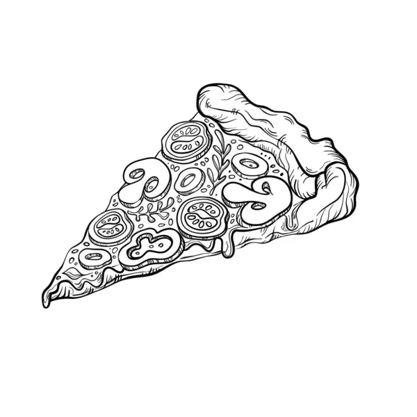 Pizza Contorno Negro Sobre Fondo Blanco — Vector de stock