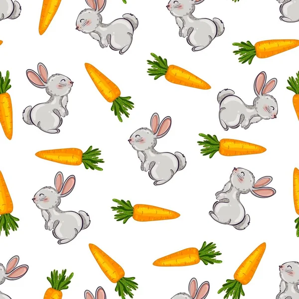 Απρόσκοπτη μοτίβο με γκρι λαγούς και καρότα — Φωτογραφία Αρχείου