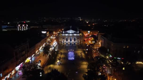 Foto aérea de Lviv por la noche. Ucrania — Vídeos de Stock