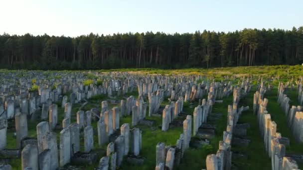 Luchtfoto stad Brody. Joodse begraafplaats. Oekraïne — Stockvideo