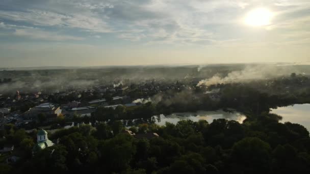 Аэросъемка Город Городок, Львов. Церковь Уведомления Пресвятой Богородицы. Украина — стоковое видео