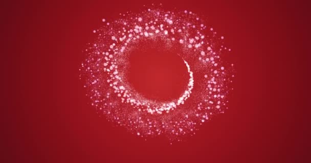 Roze deeltjes abstracte rode achtergrond in een cirkel van stofdeeltjes — Stockvideo