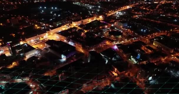 Drohne scannt ukrainische Stadt-Antennen — Stockvideo