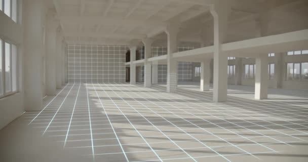 Gewerbliche und industrielle Räume Virtuelle Realität. Scannen Sie den Raum — Stockvideo