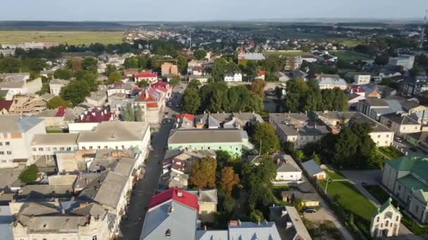 Aerial shot city Brody, Ukraine — Stock Video