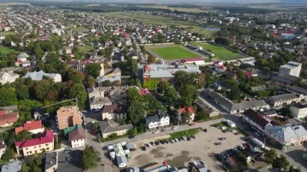 Aerial shot city Brody, Ukraine — Stock videók