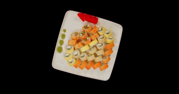 Sushi Nigiri Salmone Cibo Giapponese Giappone Gourmet Pesce Crudo Riso — Video Stock