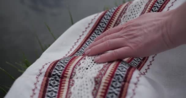 Flickan Den Nationella Ukrainska Klänningen — Stockvideo