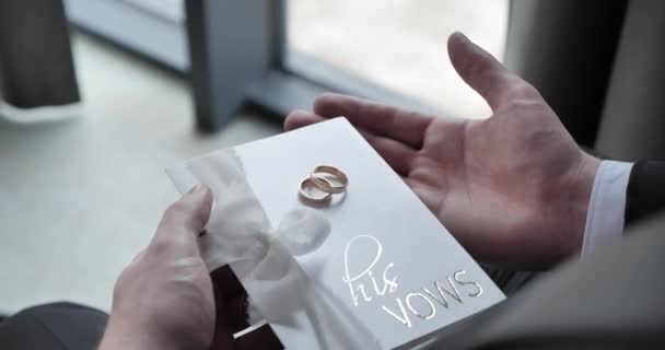 Groom Took Wedding Rings Holiday Ceremony — Stockvideo